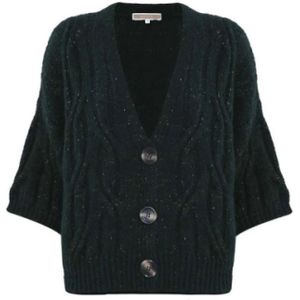 Kocca, Truien, Dames, Groen, S, Leer, Cardigan met knopen en vleermuismouwen