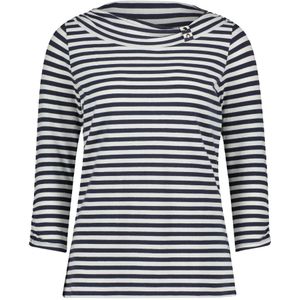 Betty Barclay, Tops, Dames, Blauw, 4Xl, Leer, Gestreept shirt met ruches en boothals