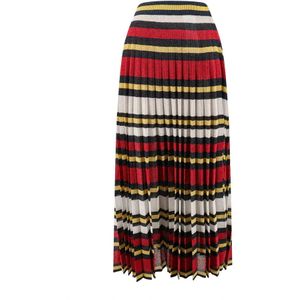 Gucci, Rokken, Dames, Veelkleurig, S, Midi Multicolor Geplooide Gestreepte Rok