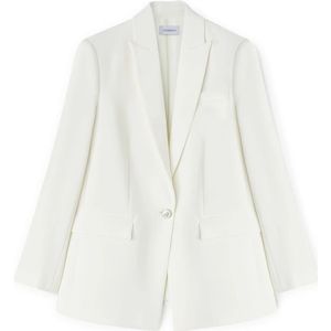 Motivi, Jassen, Dames, Wit, L, Single-breasted pak blazer gemaakt van crêpe stof
