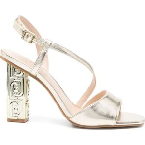 Liu Jo, Schoenen, Dames, Geel, 39 EU, Gouden Sandalen met Hoge Blokhak