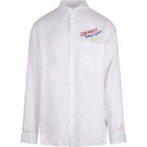 Dsquared2, Overhemden, Heren, Wit, M, Linnen, Witte Linnen Oversized Zomer Shirt