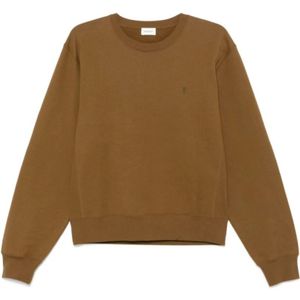 Saint Laurent, Sweatshirts & Hoodies, Heren, Bruin, S, Zachte Sweat Base Molleton Stijl