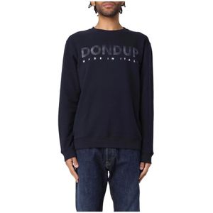 Dondup, Sweatshirts & Hoodies, Heren, Blauw, 2Xl, Katoen, Katoenen Logo Crewneck Sweatshirt