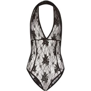 Nina Ricci, Tops, Dames, Zwart, XS, Zwarte kanten bodysuit - Elegante stijl