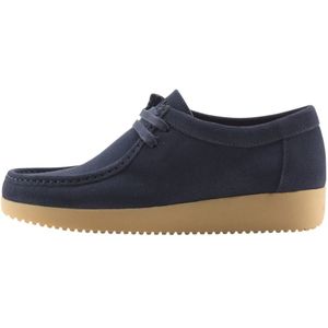 Nature Footwear, Schoenen, Dames, Blauw, 41 EU, Suède, Marineblauwe Suède Veterschoenen