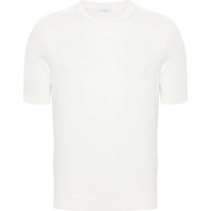 Malo, Tops, Heren, Wit, M, Katoen, Witte korte mouwen katoenen trui
