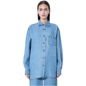 The Row, Blouses & Shirts, Dames, Blauw, XS, Linnen, Linnen knoopsluiting overhemd