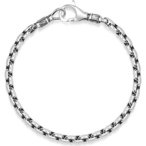 Nialaya, Accessoires, Heren, Grijs, L, Sterling Zilver Ronde Schakelarmband