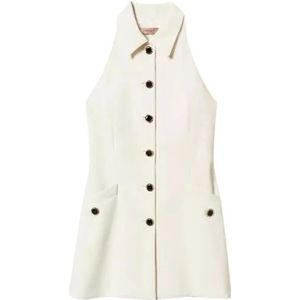 Twinset, Jassen, Dames, Wit, S, Soepele Crepe Tuniek met Knopen