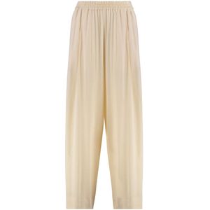 Fabiana Filippi, Broeken, Dames, Beige, XS, Crepe broek met elastische tailleband