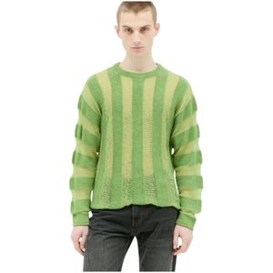 Brain Dead, Truien, Heren, Groen, XL, Wol, Gestreepte Gebreide Trui