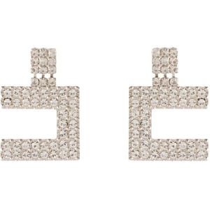Elisabetta Franchi, Accessoires, Dames, Grijs, ONE Size, Kristallen Zilveren Oorbellen Set