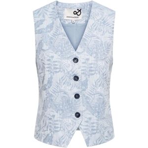 &Co Woman, Jassen, Dames, Blauw, S, Katoen, Blauw Jacquard Gilet met V-hals