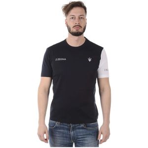 Ermenegildo Zegna, Tops, Heren, Blauw, M, Katoen, T-Shirt Sweatshirt