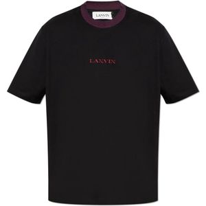 Lanvin, Tops, Heren, Zwart, XL, Katoen, T-shirt met logo