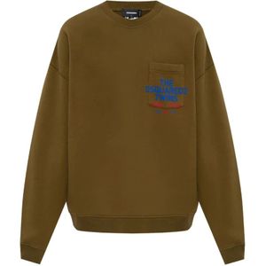Dsquared2, Sweatshirts & Hoodies, Heren, Groen, L, Khaki Zak Sweatshirt
