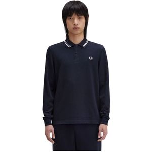 Fred Perry M3636 long sleeved twin tipped shirt - heren polo lange mouwen - Navy White