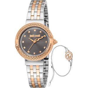 Just Cavalli, Accessoires, Dames, Grijs, ONE Size, Analoge Roestvrijstalen Dameshorloge