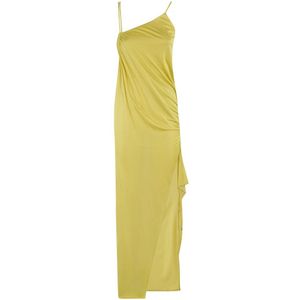 Blumarine, Kleedjes, Dames, Geel, XS, Crepe jurk met jersey stof