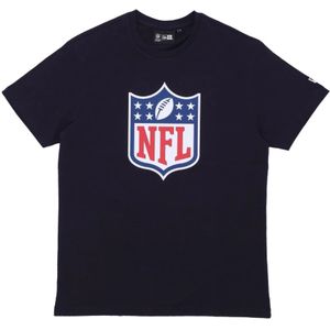 New Era, Tops, Heren, Blauw, 2Xl, Katoen, NFL Shield Logo Tee Navy/Wit