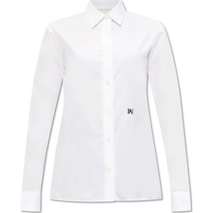 Palm Angels, Blouses & Shirts, Dames, Wit, S, Katoen, Katoenen Shirt met Logo