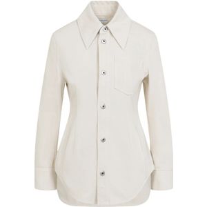 Bottega Veneta, Jassen, Dames, Beige, S, Katoen, Nude Katoenen Jas Stijlvol Ontwerp