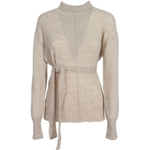 Twinset, Truien, Dames, Beige, M, Wol, Wollen trui met elastiek