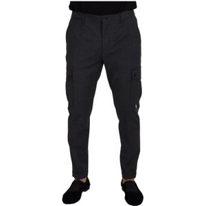 Dolce & Gabbana, Broeken, Heren, Grijs, M, Wol, Slim-fit Broeken