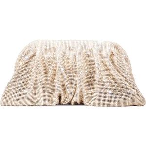 Benedetta Bruzziches, Tassen, Dames, Beige, ONE Size, Satijn, Kristal Mesh Beige Clutch Ss 25
