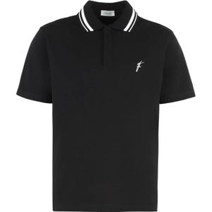 Salvatore Ferragamo, Tops, Heren, Zwart, S, Katoen, Katoenen Polo Shirt Geribbelde Kraag