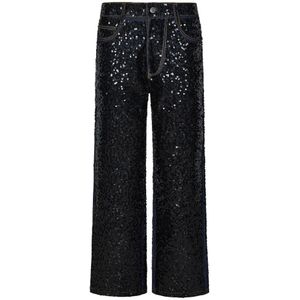 P.a.r.o.s.h., Jeans, Dames, Blauw, M, Pailletten, Wijde Jeans met Pailletten