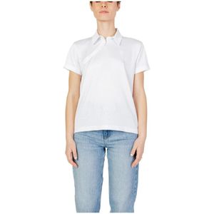 Blauer, Tops, Dames, Wit, XL, Polyester, Kortmouw Overhemd met Knoopsluiting
