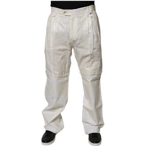 Dolce & Gabbana, Broeken, Heren, Wit, M, Denim, Witte Linnen Straight Denim Jeans