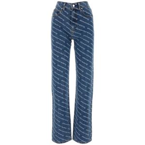 Alexander Wang, Jeans, Dames, Blauw, W26, Denim, Stijlvolle bedrukte denim jeans