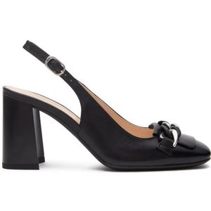 Nerogiardini, Schoenen, Dames, Zwart, 35 EU, Leer, Zwarte leren slingback met accessoire