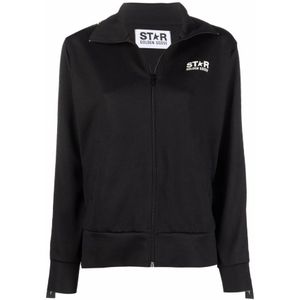 Golden Goose, Sweatshirts & Hoodies, Dames, Zwart, M, Polyester, Zwart-witte sweater