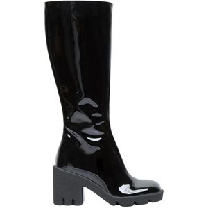 Burberry, Schoenen, Dames, Zwart, 39 EU, Leer, Patentleren Laarzen tot de Knie