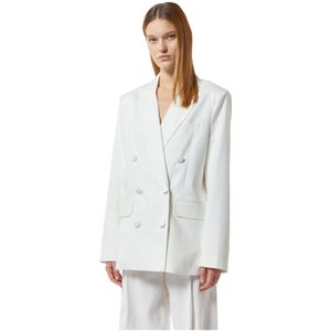 Silvian Heach, Jassen, Dames, Wit, M, Leer, Oversized double-breasted blazer