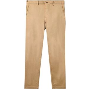Brooks Brothers, Broeken, Heren, Beige, W31, Katoen, Regular Fit Stretch Katoen Gabardine Comfort Chino