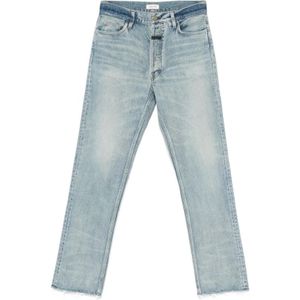 Fear Of God, Jeans, Heren, Blauw, W33, Blauwe Tapered Leg Jeans met Logo Patch