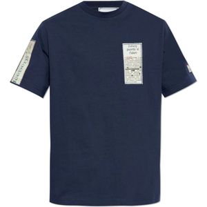 Iceberg, Tops, Heren, Blauw, S, Katoen, T-shirt met patches