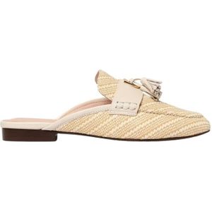 Coccinelle, Schoenen, Dames, Beige, 37 EU, Leer, Zwarte Raffia Tassel Muiltjes voor Vrouwen
