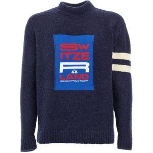 La Martina, Truien, Heren, Blauw, M, Wol, Geborduurde Wollen Mix Coltrui