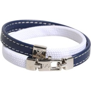 Dolce & Gabbana, Accessoires, unisex, Wit, ONE Size, Leer, Blauw Wit Leren Afgezet Armband
