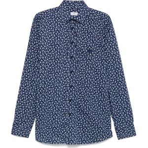 Etro, Overhemden, Heren, Blauw, 4Xl, Katoen, Navy Blauw Overhemd met Knoopsluiting en Pegaso Motief