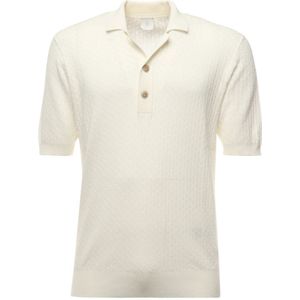 Eleventy, Tops, Heren, Beige, L, Katoen, Beige Katoenen Poloshirt met Weefsel