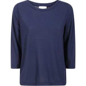 Zanone, Tops, Dames, Blauw, S, Katoen, Wit Katoenen T-shirt met Driekwart Mouwen