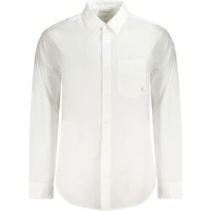 Calvin Klein, Overhemden, Heren, Wit, XL, Katoen, Wit Katoenen Overhemd Klassieke Pasvorm