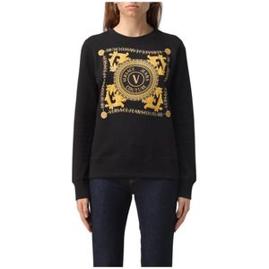 Versace Jeans Couture, Sweatshirts & Hoodies, Dames, Zwart, M, Zwarte Couture Sweatshirt voor Vrouwen